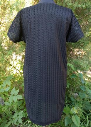 Платье из советской рифлейной ткани кружево мини минималистичное чёрное рубчик3 фото