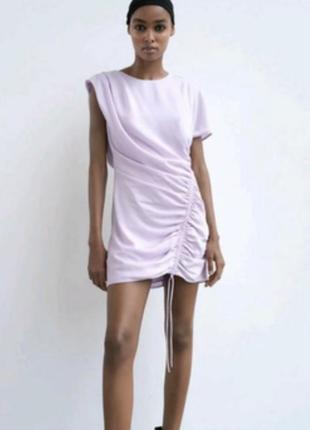 Лілова сукня із затяжкою від zara💗2 фото
