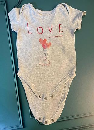 Сірий бодік love 74-80 розмір 3502