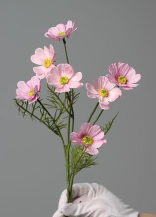 Искусственная ветвь космея, цвет розовый, 55 см. цветы премиум-класса, для интерьера, декора, фотозоны