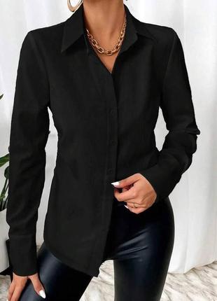 Женская весенняя классическая рубашка из ткани софт приталенная размеры 42-527 фото