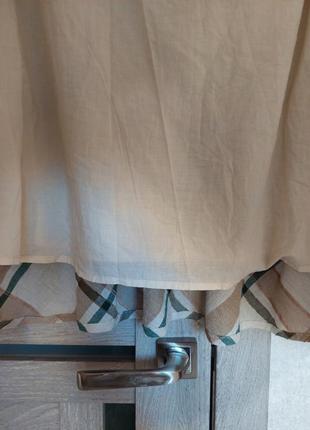 Восхитительная бежевая  юбка миди🔹а-силуэта, в вертикальный коричневый принт marie mero(размер 36-38)9 фото