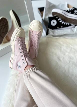 Жіночі високі кеди конверс converse chuck 70 classic high top light pink  / рожеві жіноче демісезонне взуття на весну, літо та осінь конверси2 фото