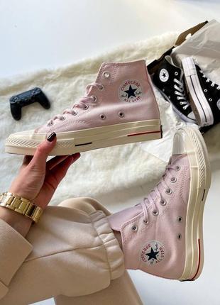 Жіночі високі кеди конверс converse chuck 70 classic high top light pink  / рожеві жіноче демісезонне взуття на весну, літо та осінь конверси6 фото