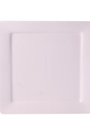 Тарелка подставная квадратная из фарфора 26х26х2 см большая белая плоская тарелка2 фото