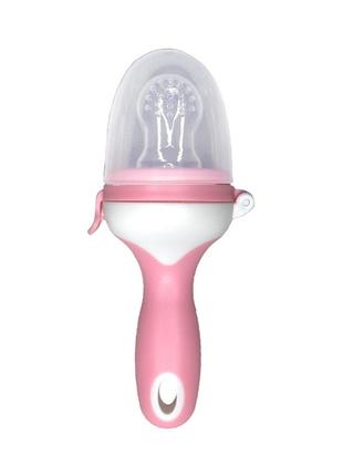 Удобный ниблер с длинной ручкой для легкого кормления малышей (розовый)