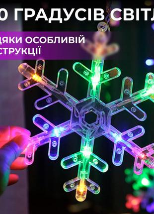 Гірлянда світлодіодна штора garlandopro сніжинка і зірка 108led 3х0,9м гірлянда зірка4 фото