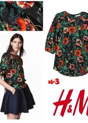 ♥️1+1=3♥️ h&m жіноча бавовняна блузка з маками1 фото