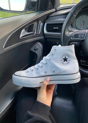 Жіночі високі кеди конверс converse chuck taylor all star lift hi white / жіноче демісезонне взуття на весну, літо та осінь конверси білі