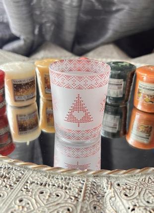 Свічник стаканчик для вотивних свічок yankee candle новорічний свічник підсвічник3 фото