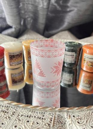 Свічник стаканчик для вотивних свічок yankee candle новорічний свічник підсвічник1 фото