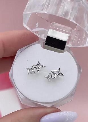 Серебряные серьги шарики пусеты с пробой s925 новые с биркой звездочки звезды