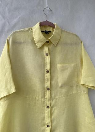 Рубашка льняная primark удлиненная цвет желтый р.46-48 новая10 фото