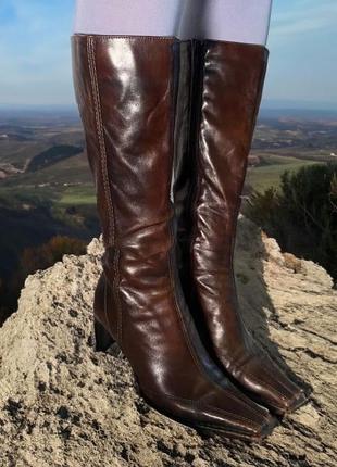 Vintage y2k brown leather boots вінтажні демісезонні черевики на весну з мʼякої шкіри4 фото