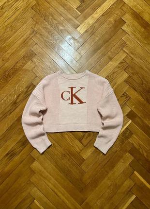Женский свитер укороченый calvin klein big logo