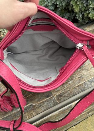 Clarks Andia стильная практичная сумка кроссбоди натуральная кожа фуксия/ малиновая8 фото