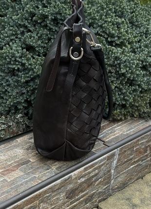 Liloca італія стильна жіноча сумка шопер натуральна шкіра коричнева3 фото