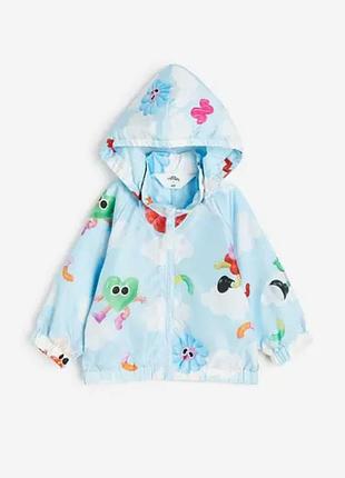 Куртка вітрівка дитяча блакитного кольору h&m 68, 74, 86, 92, 98см