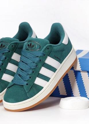 Жіночі кросівки adidas campus green white адідас кампус зеленого з білим кольорів3 фото