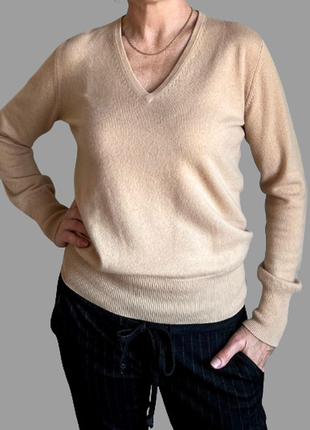 Бежевий v подібний светр кашеміровий жіночий the cashmere collection/ монако 46-50 новий