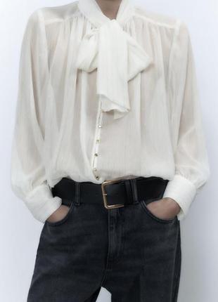 Zara напівпрозора металізова сорочка, рубашка, блуза, блузка