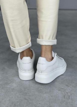 Alexander mcqueen кожаные кроссовки маквин с железным носком белый цвет (36-40)💜5 фото