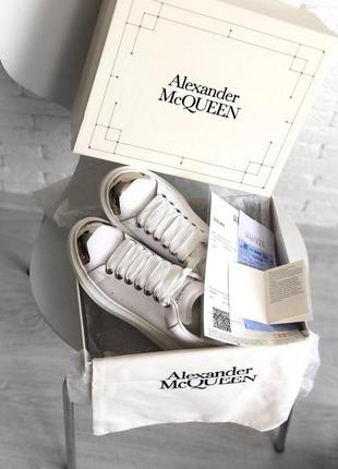 Alexander mcqueen кожаные кроссовки маквин с железным носком белый цвет (36-40)💜6 фото