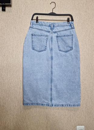 Стильна джинсова юбка міді зі шліцею спереду mango3 фото