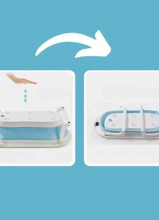 Складная детская ванночка бело-голубая с термометром и подушкой польша8 фото
