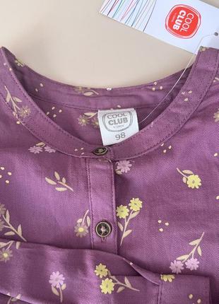 Блузка котонова фіалкового кольору в квітковий принт. 100% котон // бренд: ovs //розмір: 985 фото