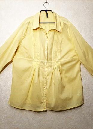 South великобритания рубашка батал р60-70 блуза жёлтая длинные рукава хлопок женская большой размер1 фото