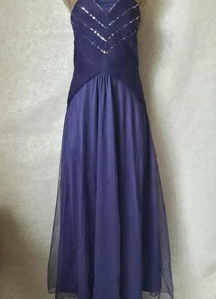 Новое фирменное bodyflirt платье в пол с фатином и паетками (фиолет), размер хс-с