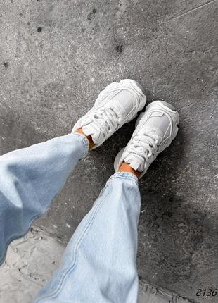 Кросівки білі,екошкіра з сіткою високі,базові,на платформі 36,37,38,39,40,418 фото