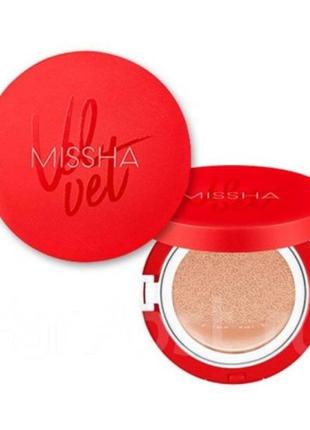 Тональний кушон із матовим фінішом missha velvet finish cushion spf 50 №21, 15г1 фото