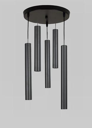 Черная люстра из подвесных трубочек (902-0650/0660-5 wh 400)
