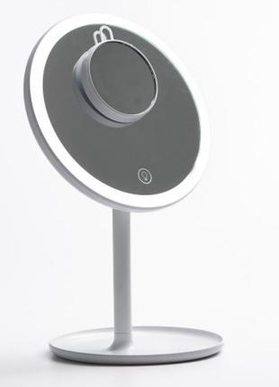 Косметическое зеркало с led-подсветкой и увеличением, цвет белый, зеркало косметическое, зеркало настольное