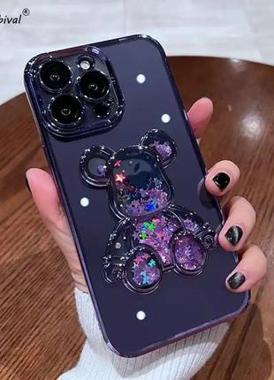 Чохол для iphone 14 pro max deep purple айфон 14 про макс з ведмедиком фіолетовий 21-22 один размер3