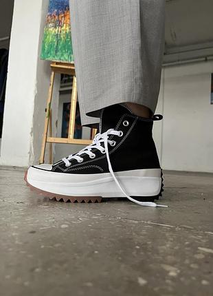 Жіночі кеди convers run star hike black white конверс чорного з білим кольорів