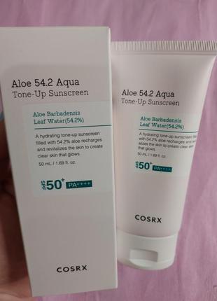 Зволожувальний сонцезахисний крем cosrx aloe 54.2 aqua tone-up sunscreen spf50+/pa++++ , 50 мл