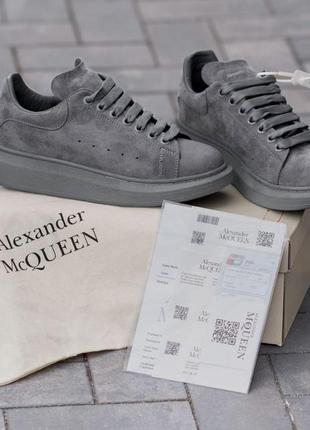 Мужские замшевые, серые, стильные кеды alexander mcqueen lux. от 40 до 44 р. 0823 ал демисезонные1 фото