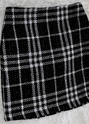 Стильная твидовая юбка new look в полоску с блестящим вкраплением2 фото