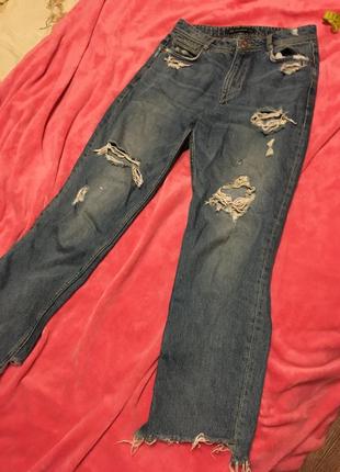 Zara джинсы штани рваные с дырками y2k рок панк реп2 фото