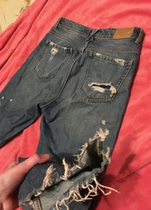 Zara джинсы штани рваные с дырками y2k рок панк реп6 фото