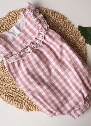 Бавовняний боді пісочник в стильну клітинку george на дівчинку 12-18 міс