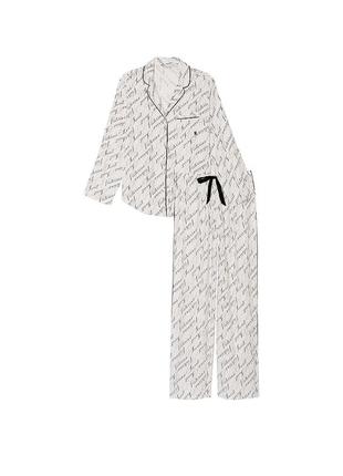 Пижама victoria's secret flannel long pajama set white vs script8 фото