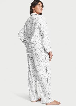 Пижама victoria's secret flannel long pajama set white vs script2 фото