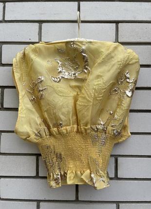 Новый жаккардовый желтый топ из лимитированной коллекции, золотая вышивка zara6 фото