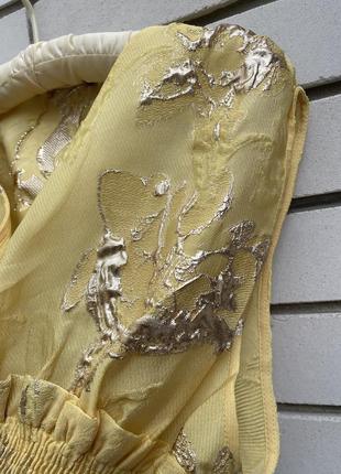 Новый жаккардовый желтый топ из лимитированной коллекции, золотая вышивка zara7 фото