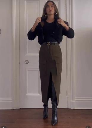 Спідниця міді від marks&spencer хакі