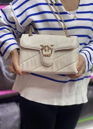 Жіноча сумка турція біла в золоті, жіноча сумка екошкіра сумка через плече з екошкіри туреччина в стилі pinko пінко чорна біла беж нова модель7 фото